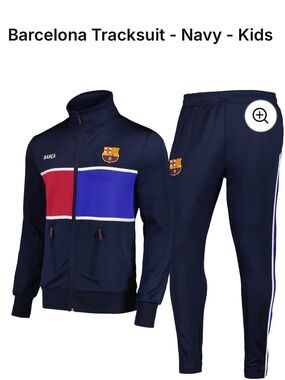 Barcelona Kids Navy Tracksuit with Red & Blue Panels - Official Style